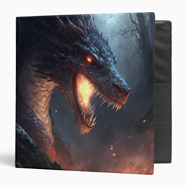 Imaginaire de dragon de feu Art 3 anneau Classeur (Devant/Intérieur)