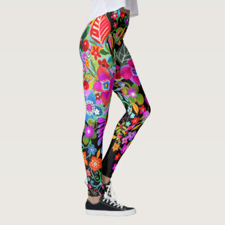 Imaginaire de fleurs sur les Leggings noirs