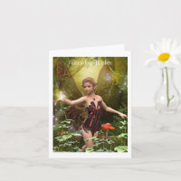 Imaginaire Fairy en rouge carte d'anniversaire