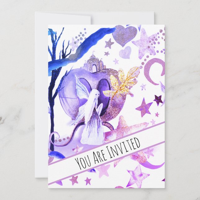 *~* Imaginaire Fairy Sky Moon Invitation Baby show (Devant)
