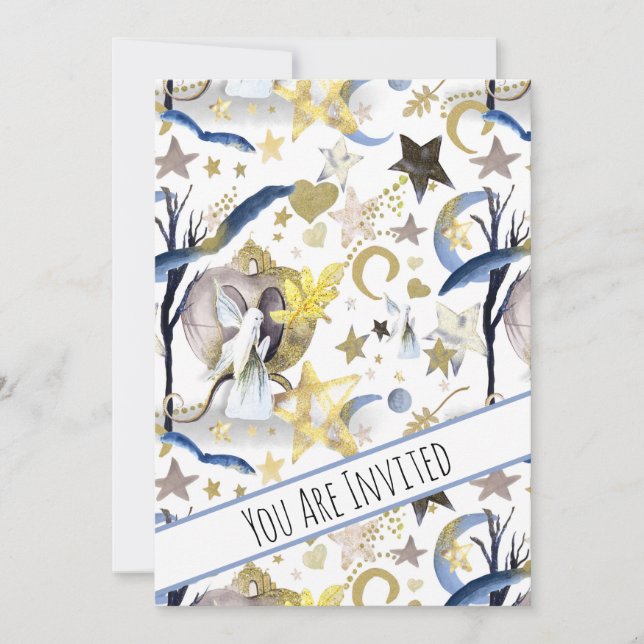 *~ Imaginaire Fairy Stars Baby shower Invitation (Devant)