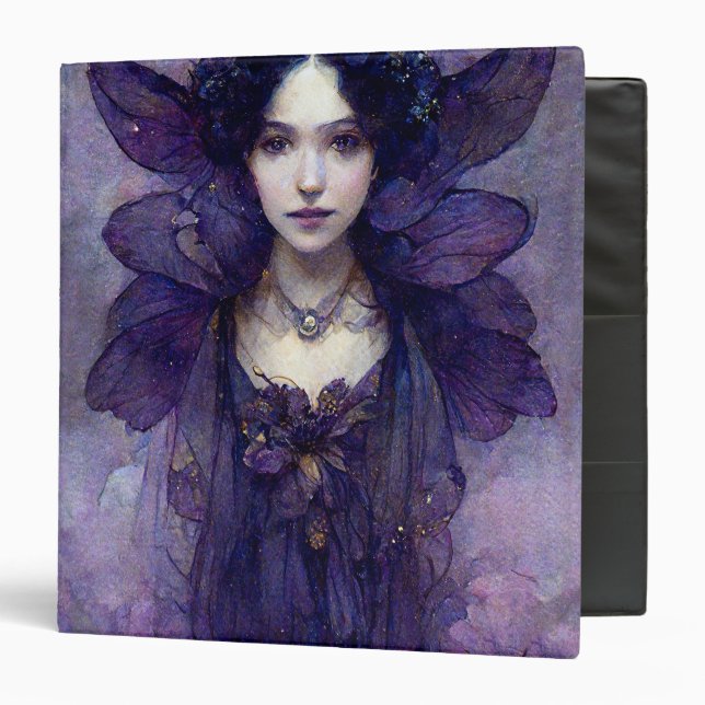 Imaginaire fée violet gothique Classeur d'anneau (Devant/Intérieur)