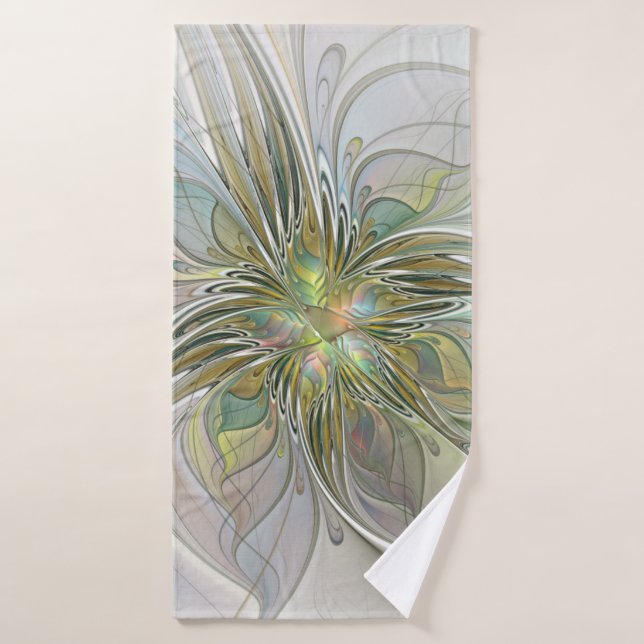 Imaginaire Floral Fleur Art Fractal Moderne Avec O (Serviette de bain)