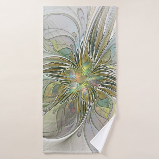Imaginaire Floral Fleur Art Fractal Moderne Avec O (Serviette de bain)