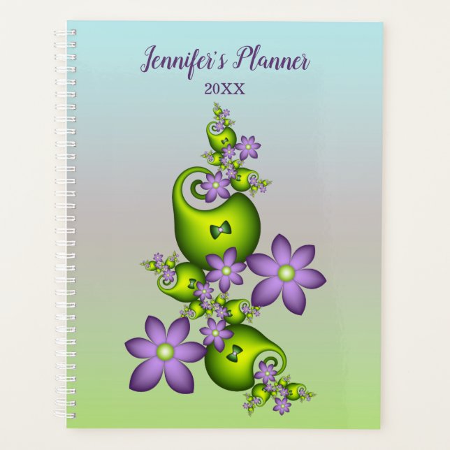 Imaginaire floral Lilac Fleurs vertes Nom fractal (Devant)