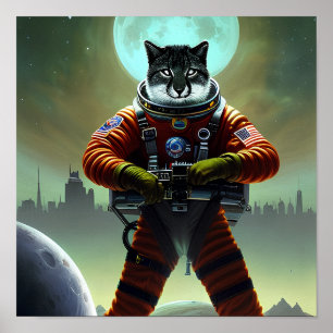 Imaginaire futuriste Chat Soldat Poster de l'Art n
