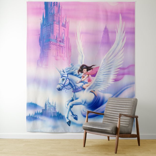 Imaginaire géant Princesse Unicorne tapisserie  (En situation)