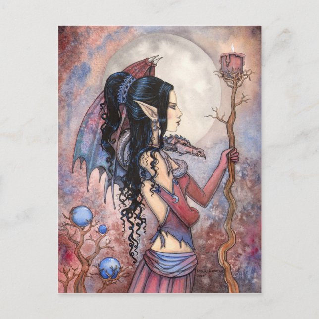 Imaginaire gothique Dragon Girl Art Carte postale (Devant)