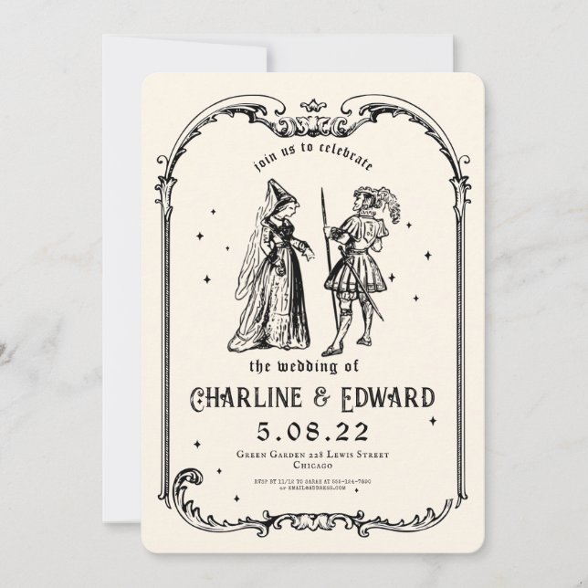 Imaginaire Gravure médiévale Faire-part de mariage (Devant)