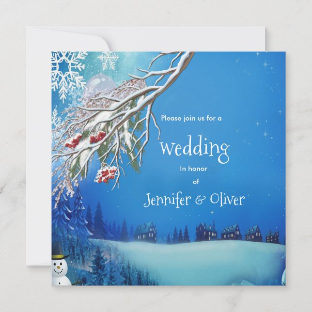 Imaginaire hivernal neige Invitation Mariage (Devant)