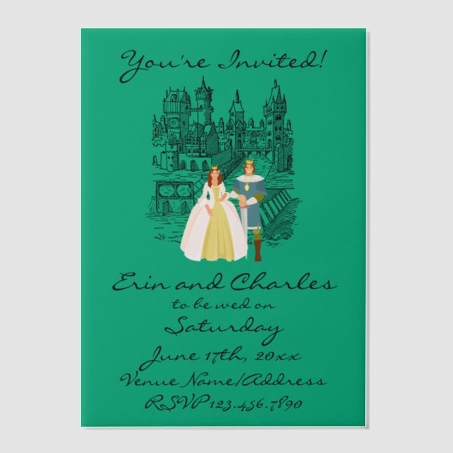 Imaginaire médiéval Green Wedding Invitations (Recto)