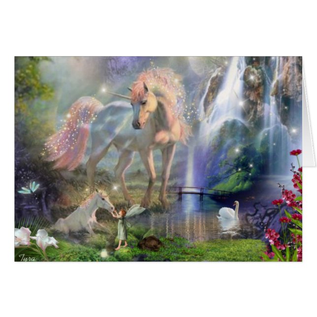 Imaginaire Mère Unicorne et bébé dans un jardin de (Devant horizontal)