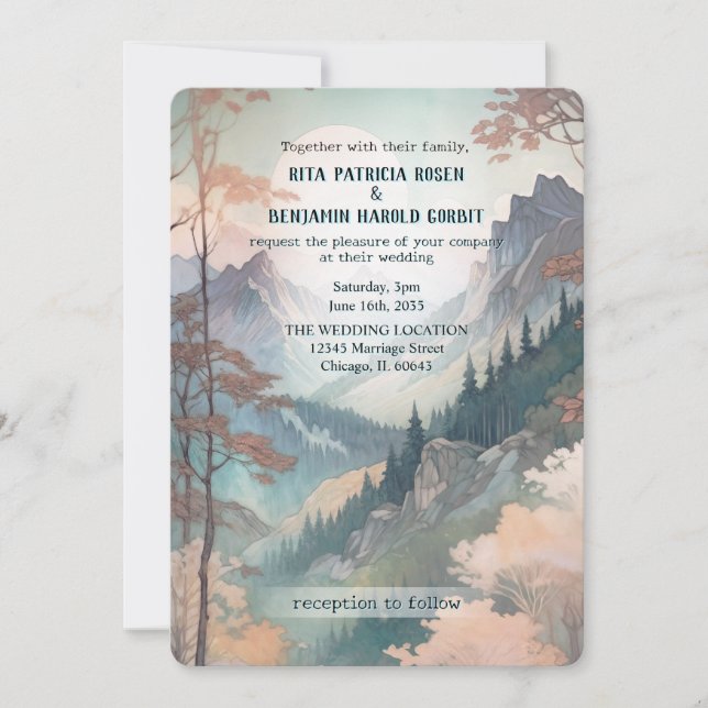 Imaginaire Mountain Faire-part de mariage (Devant)