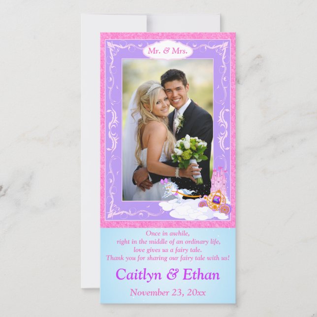 Imaginaire rose, violet  Fairy Tale Mariage Carte  (Devant)