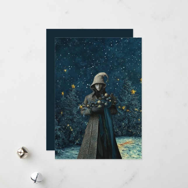 Imaginaire sombre | Carte simple pour fêtes annuel (Devant/Arrière en situation)