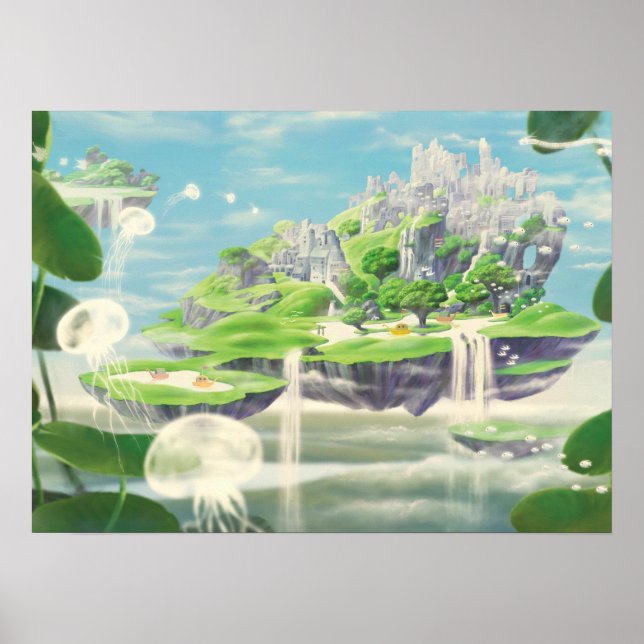 Imaginaire ville flottante avec la nature - Poster (Devant)