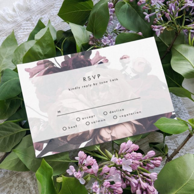 Imaginaire violet Floral Rose mariage carte RSVP (Créateur téléchargé)