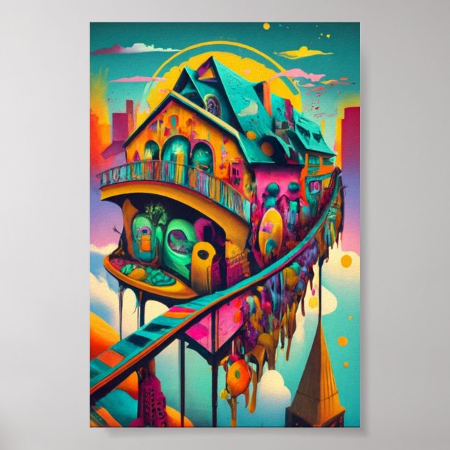 Imaginaire Whimsical Colorful Poster Wall Art (Devant)
