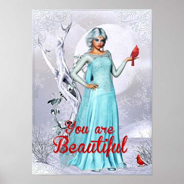 Imaginaire Winter Woman You are beautiful Poster A (Devant)