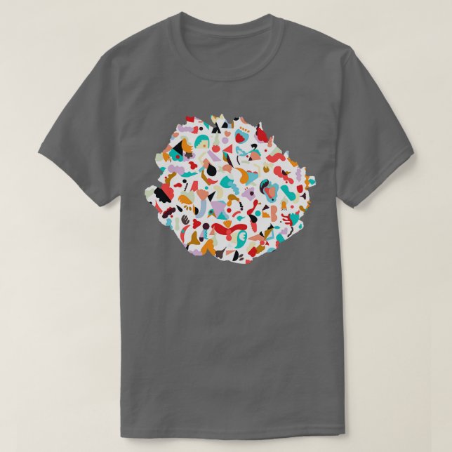 Imaginary Animals Red teal T-Shirt (Design Front)