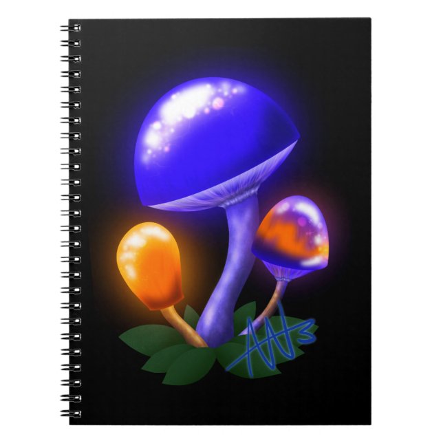 Imaginary White Dapperling Orange & Blue Mushroom Notebook (Front)
