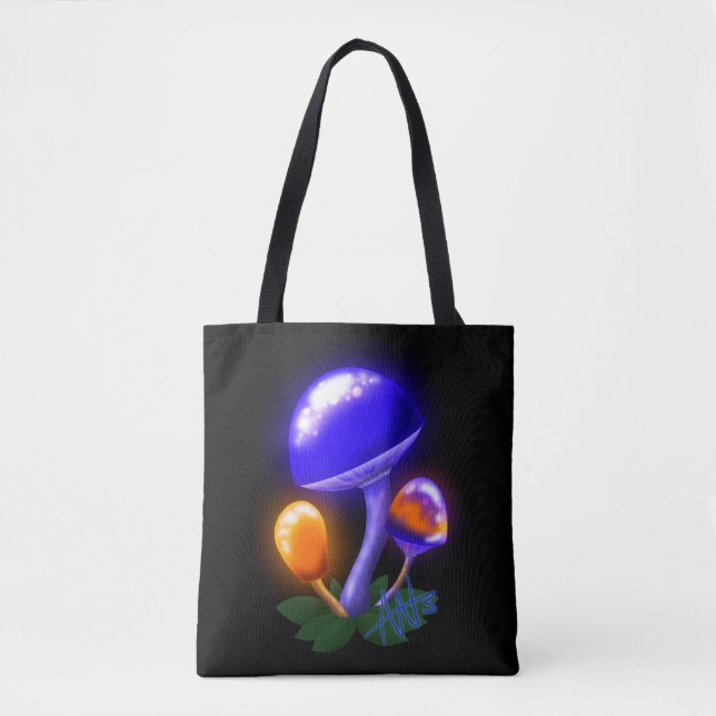 Imaginary White Dapperling Orange & Blue Mushroom Tote Bag (Front)