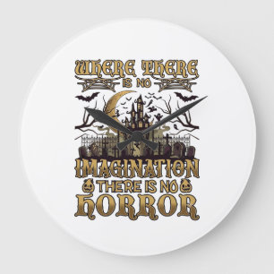 Imagination Horror Halloween Haunted House Graveya Large Clock