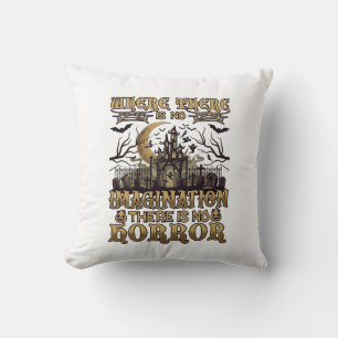 Imagination Horror Halloween Haunted House Graveya Throw Pillow