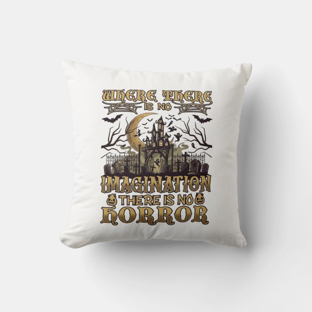Imagination Horror Halloween Haunted House Graveya Throw Pillow (Front)