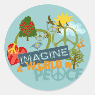 Imagine a World in Peace Classic Round Sticker