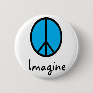 Imagine BLUE peace symbol 2 Inch Round Button