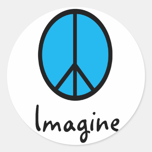 Imagine BLUE peace symbol Classic Round Sticker (Front)