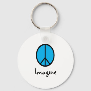 Imagine BLUE peace symbol Keychain