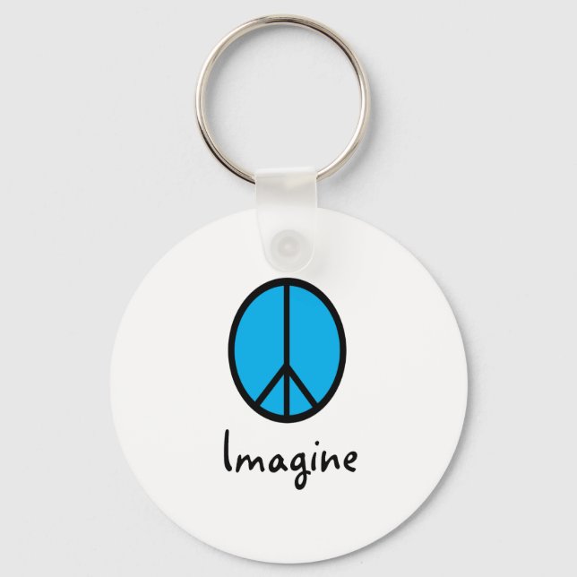 Imagine BLUE peace symbol Keychain (Front)