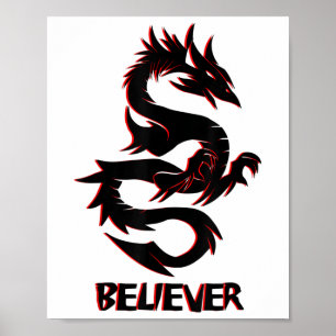 Imagine, Dream, Believe _ Fantasy Rage Dragon Tatt Poster