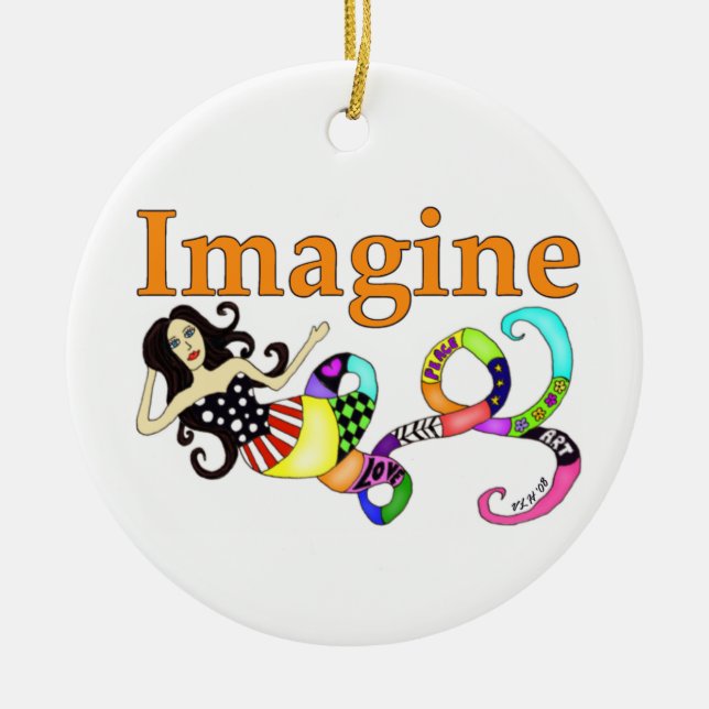 Imagine Mermaid Ceramic Ornament (Front)