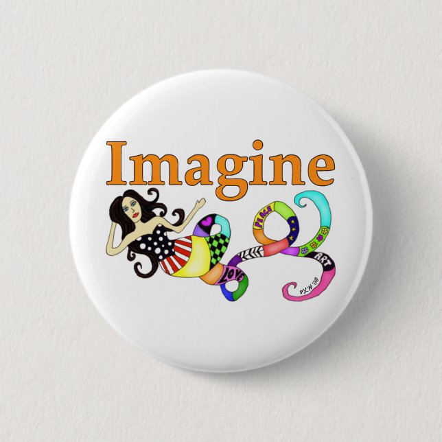 Imagine Mermaid Round 2 Inch Round Button (Front)