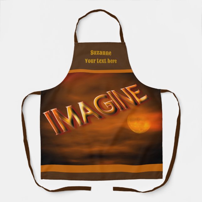 Imagine Moon Sky Inspirational Personalized Apron (Front)