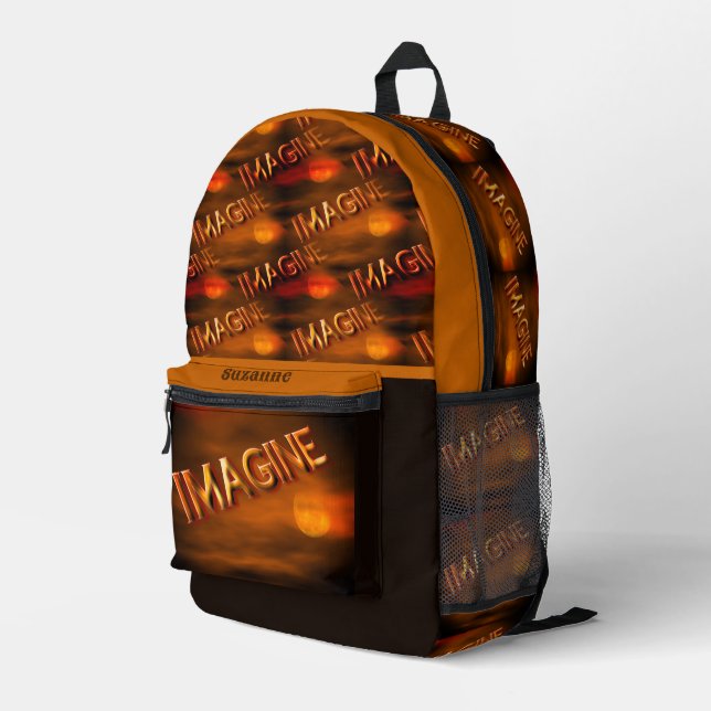 Imagine Moon Sky Inspirational Personalized Printed Backpack (Back Corner Right)