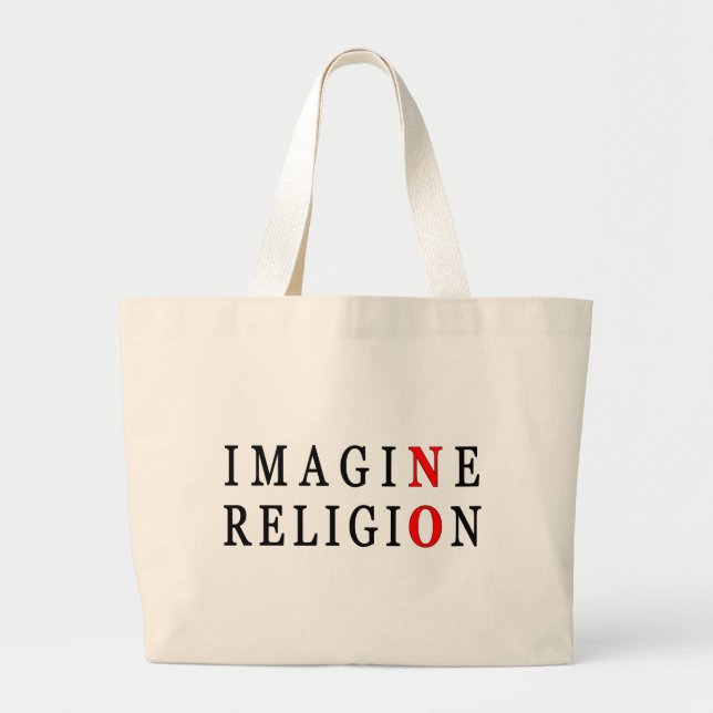 Imagine No Religion Large Tote Bag (Front)