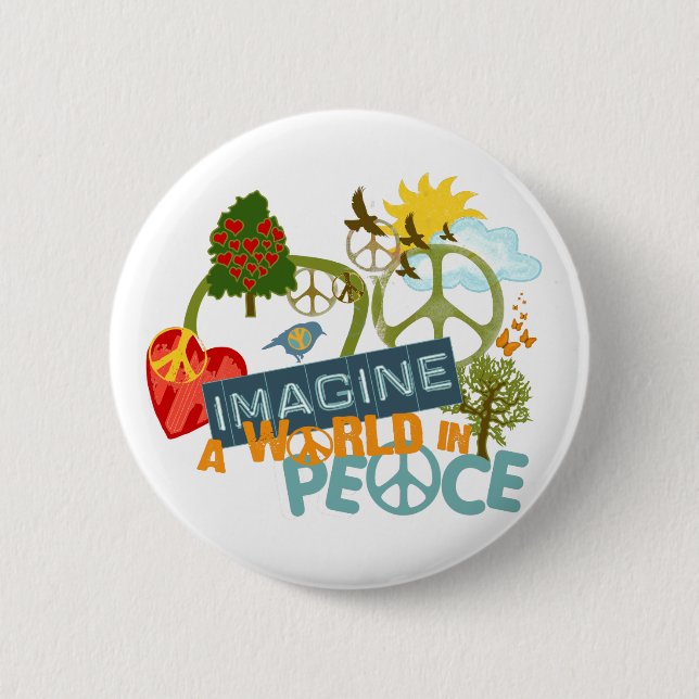Imagine Peace Abtract Art 2 Inch Round Button (Front)