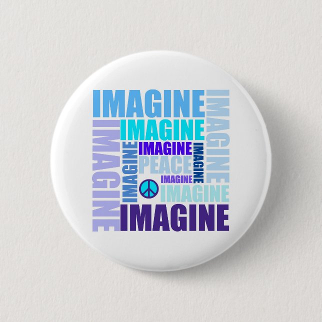 'Imagine Peace' Blue 2 Inch Round Button (Front)