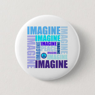'Imagine Peace' Blue 2 Inch Round Button