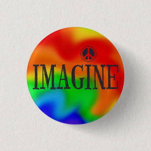 Imagine Peace Rainbow Tie-Dye button