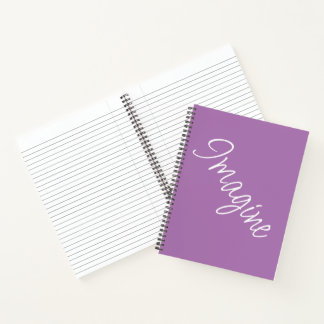 "Imagine" Phrase Lavender Purple Background Notebook