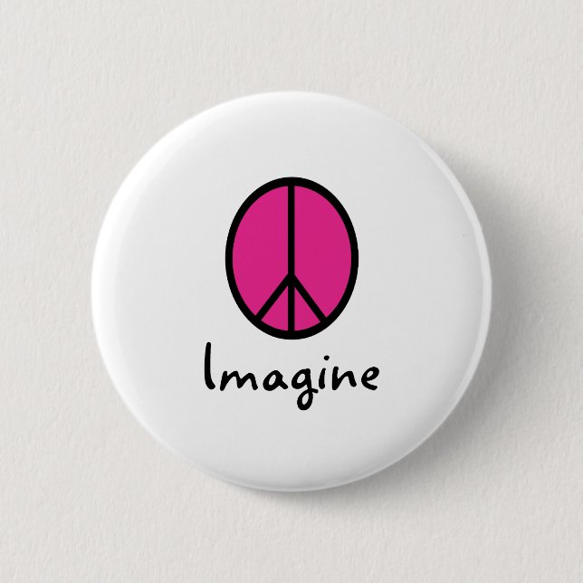 Imagine PINK PEACE symbol 2 Inch Round Button (Front)