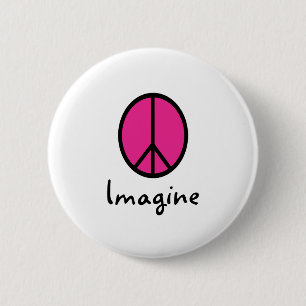 Imagine PINK PEACE symbol 2 Inch Round Button