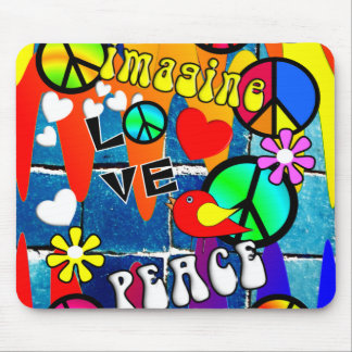Imagine Retro Peace Symbols Mouse Pad