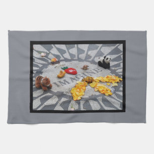 Imagine Strawberry Fields Central Park NYC plaque Kitchen Towel