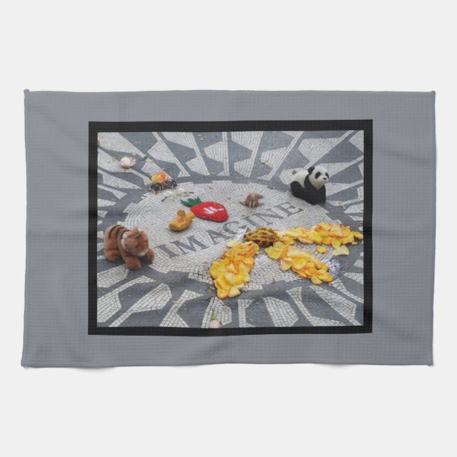 Imagine Strawberry Fields Central Park NYC plaque Kitchen Towel (Horizontal)